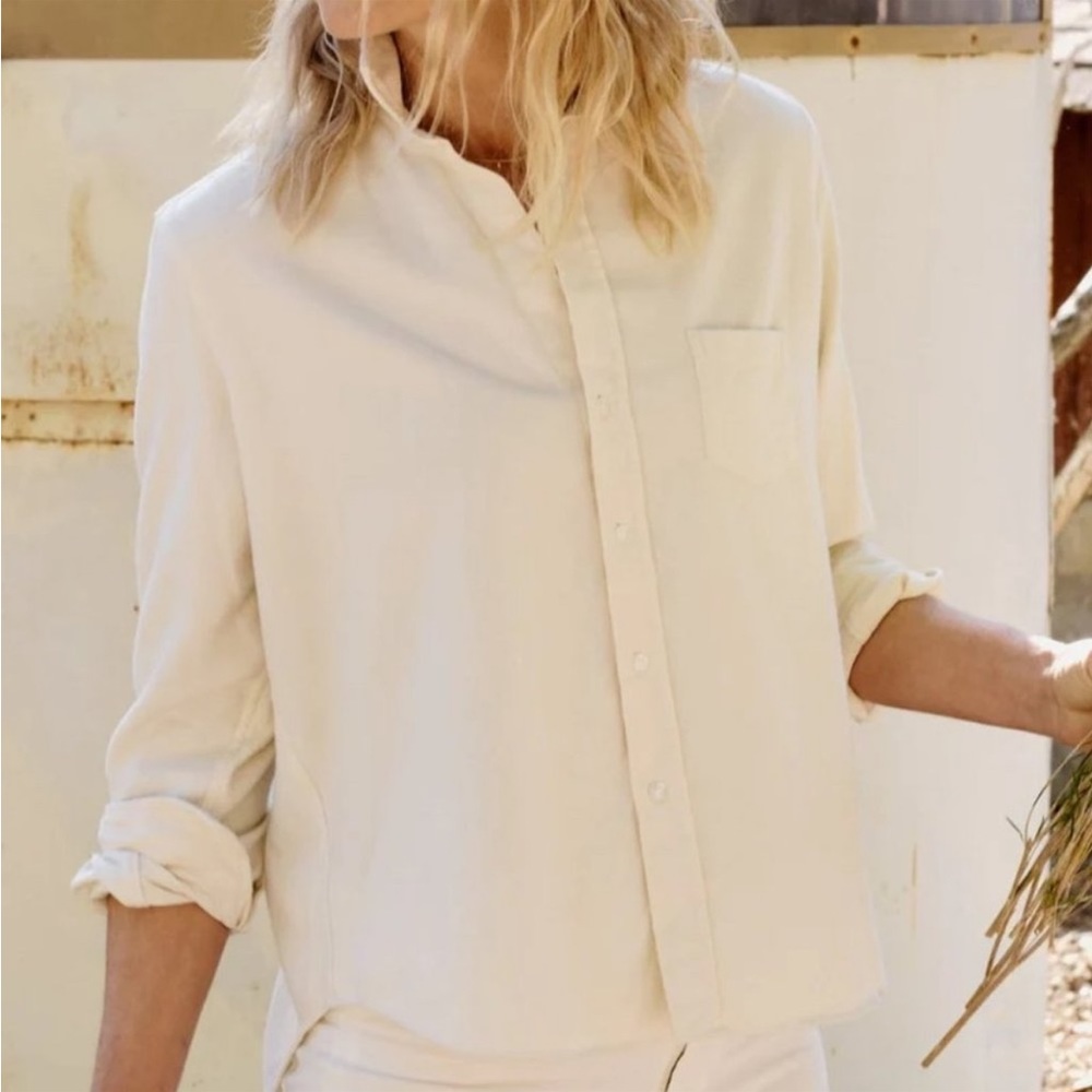 Frank & Eileen Eileen Relaxed Button-Up Shirt Polartec Winter White Size Medium